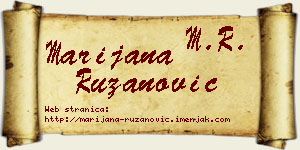 Marijana Ružanović vizit kartica